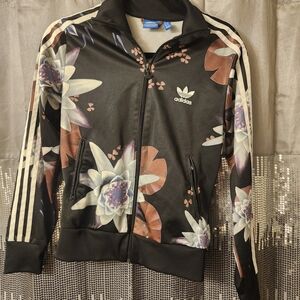 Adidas Women's Black Floral Bomber Jacket